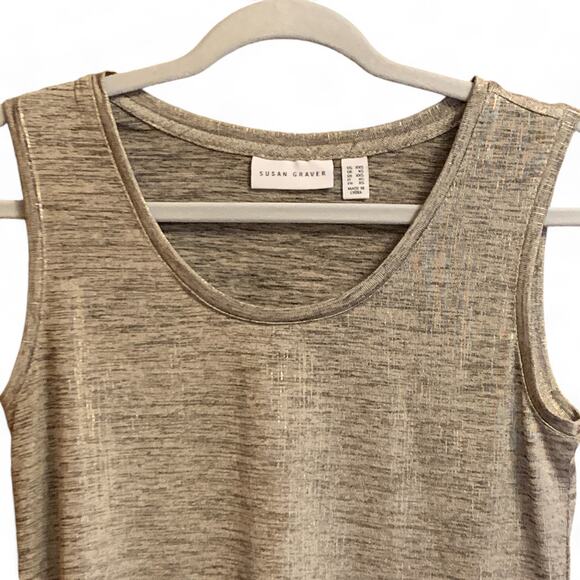 Susan Graver Cardigan Tank Set Foil Liquid Knit Metallic Thread Womens XXS - Picture 7 of 12